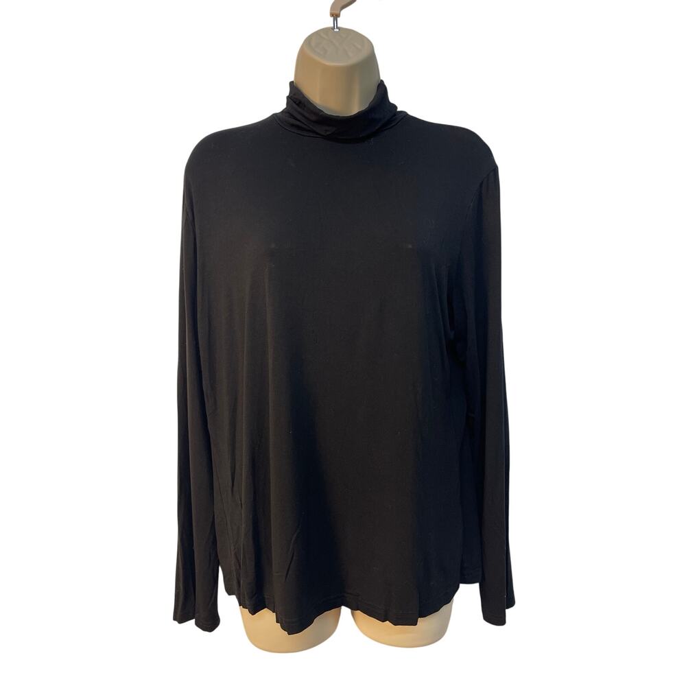 Herou Women’s Long Sleeve Casual Turtleneck Shirt Color Black‎ Size 2XL